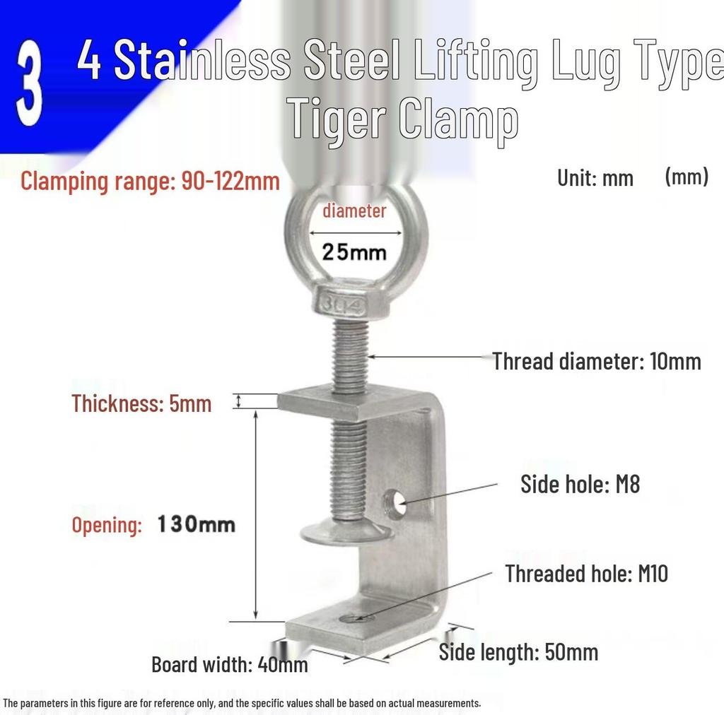 304 Stainless Steel Hand-Tightened U-Type/C-Type Pipe Clamp Fixture