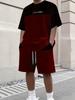 Men's Letter Print Crew Neck Short Sleeve Stylish Streetwear Men's Fashion Set Summer Casual Outdoor Vacation Two-Piece Set