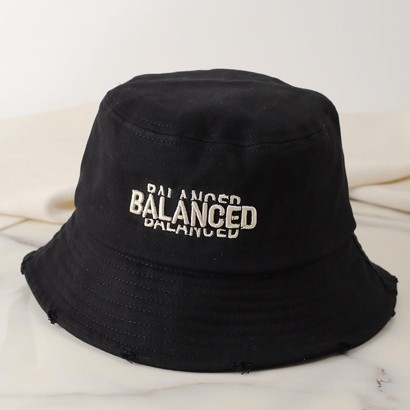 

Cotton Summer Sun Hat With Embroidered Letters Wide Brim For Women чёрный