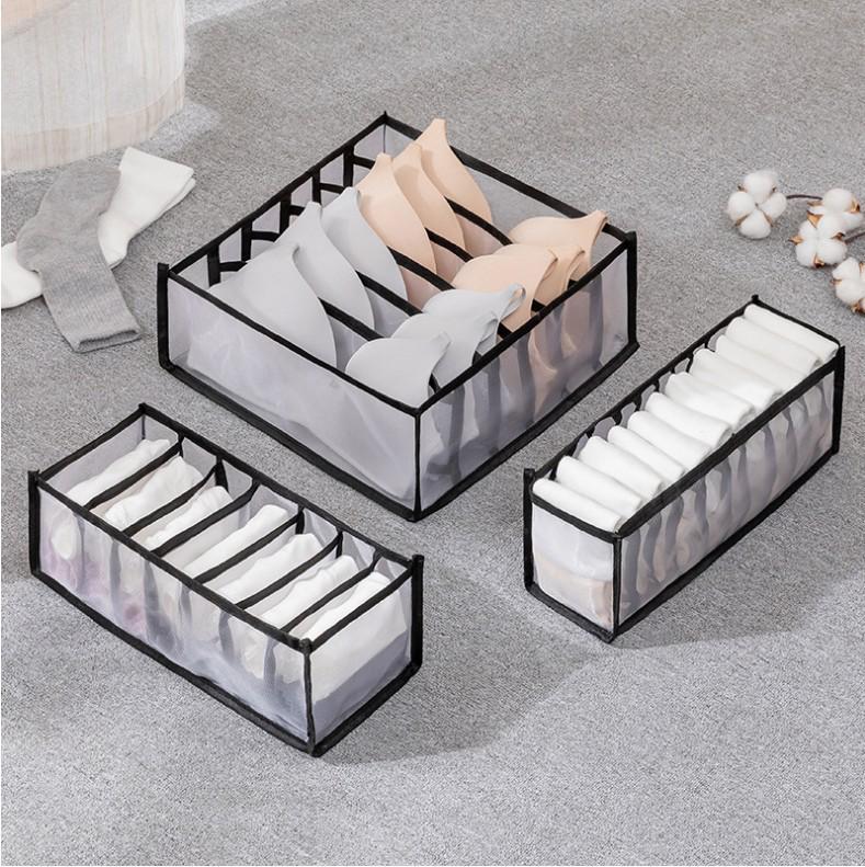 Dreiteiliges Netz-Dessous- und Socken-Aufbewahrungsset – Tragbarer, großvolumiger Schlafzimmer- und Reise-Organizer