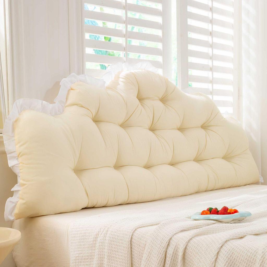 Removable & Washable Anti-Collision Bed Backrest Cushion with Ties - Large, Soft Support for Headboards