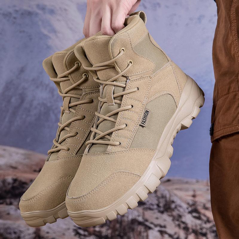 Autumn and Winter High-top Outdoor Military Boots Fashion Casual Shoes Outdoor Mountaineering Hiking Shoes High-top Martin Boots Combat Training Boots