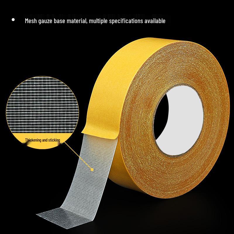 High-Adhesion Traceless Double-Sided Tape for Carpets and Events Yellow Fabric Tape; 20mm x 5m