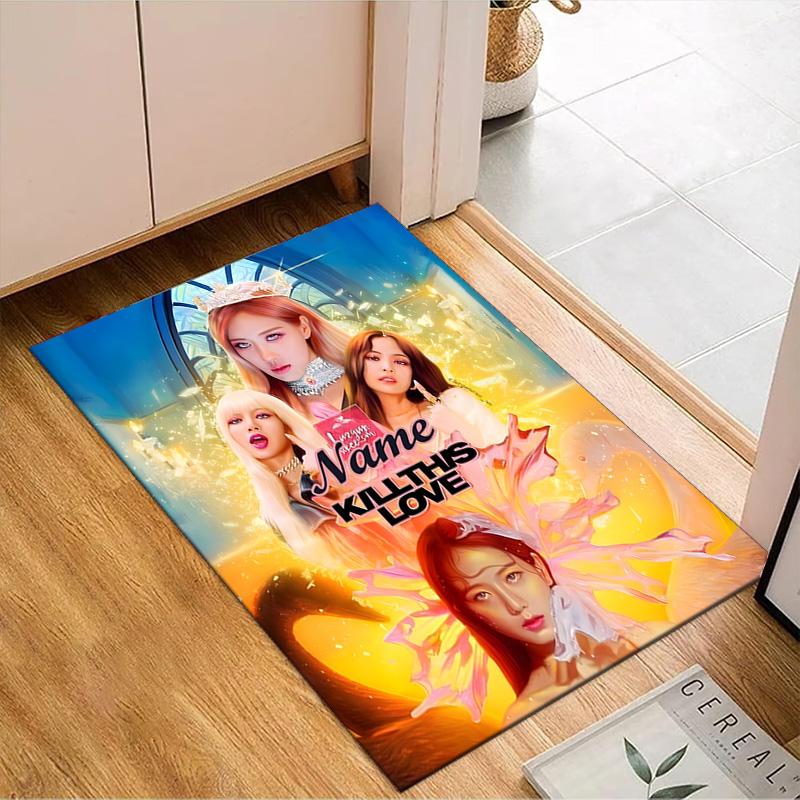 Custom Name Kpop Group Fashion Rug for Living Room, Game Rooms, Office, Bedroom, Floor Mat Playful Design, fan gifts Christmas decor
