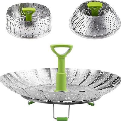 Cesto Vaporizador de Legumes em Aço Inoxidável Cesto Vaporizador Vaporizador Dobrável para Legumes Peixe Frutos do Mar Frutas Alimentos Cozinhar Utensílios de Cozinha