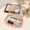 Large Capacity Plaid Printed Student Pencil Pouch Pen Bag Desktop Storage Bags Stationery Bag