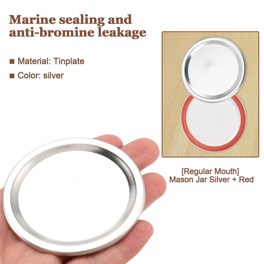 Good-100 Pcs Regular Mouth 70MM Jar Canning Lids, Reusable Leak Proof Split-Type Silver Lids With Silicone Seals Rings