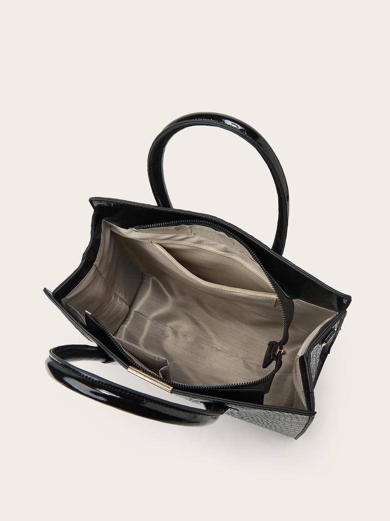 2025 Stor Kapacitet Krokodilmönster Axel- & Crossbody Tote Bag: Europeisk-amerikansk tredelad uppsättning