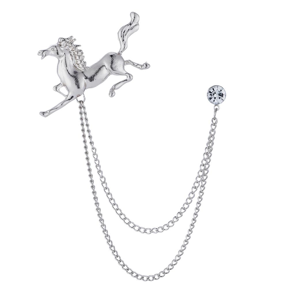 Fashion Metal Rhinestone Brooch for Women and Men Tasse Animal Lapel Pins Eagle Deer Wings Design Collar Pin Jewelry Gifts