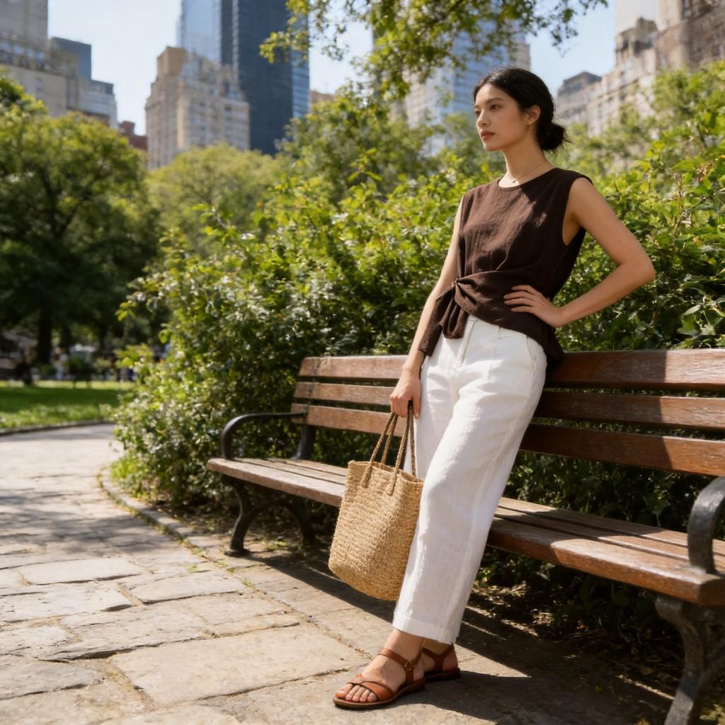Camicetta senza maniche in poliestere con nodo frontale per moda casual estiva da donna