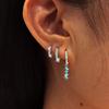 2PCS Classic Blue Zirconia Small Huggie Hoop Earrings Set For Woman 14K Gold Plated Helix Tragus Cartilage Piercing Jewelry