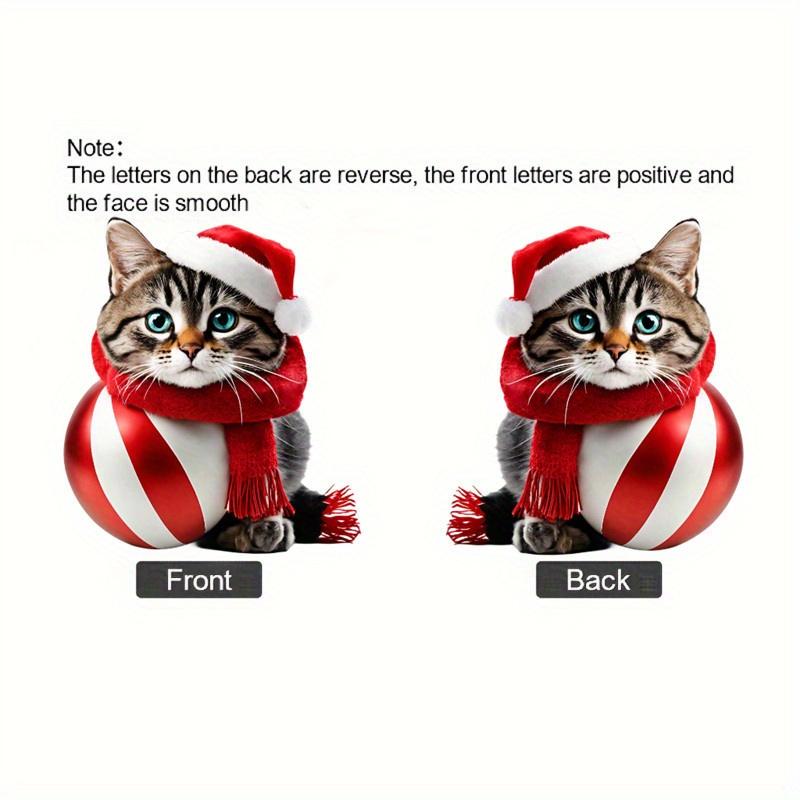 1 buc. Pandantiv pentru brad de Crăciun cu pisică de desene animate - Ornament suspendat - Decor 2D plat acrilic pentru oglinda retrovizoare pentru mașină