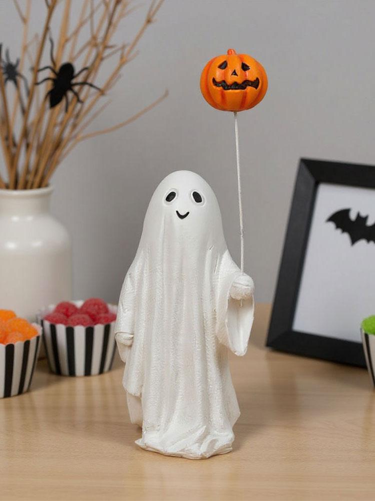 Halloween Resin Ghost Pumpkin Figurine Pumpkin Balloon Figurine for Table Centerpieces Shelf Ornaments