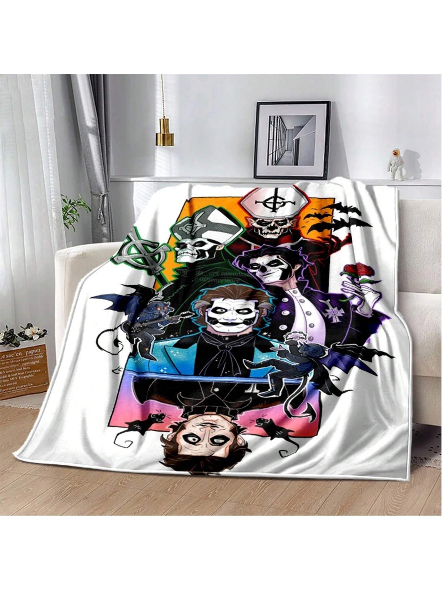 Ghost Band Papa Emeritus Heavy Metal Dark Soft Plush Blanket,Flannel Throw Blanket For Living Room Bedroom Bed Sofa 75X95CM