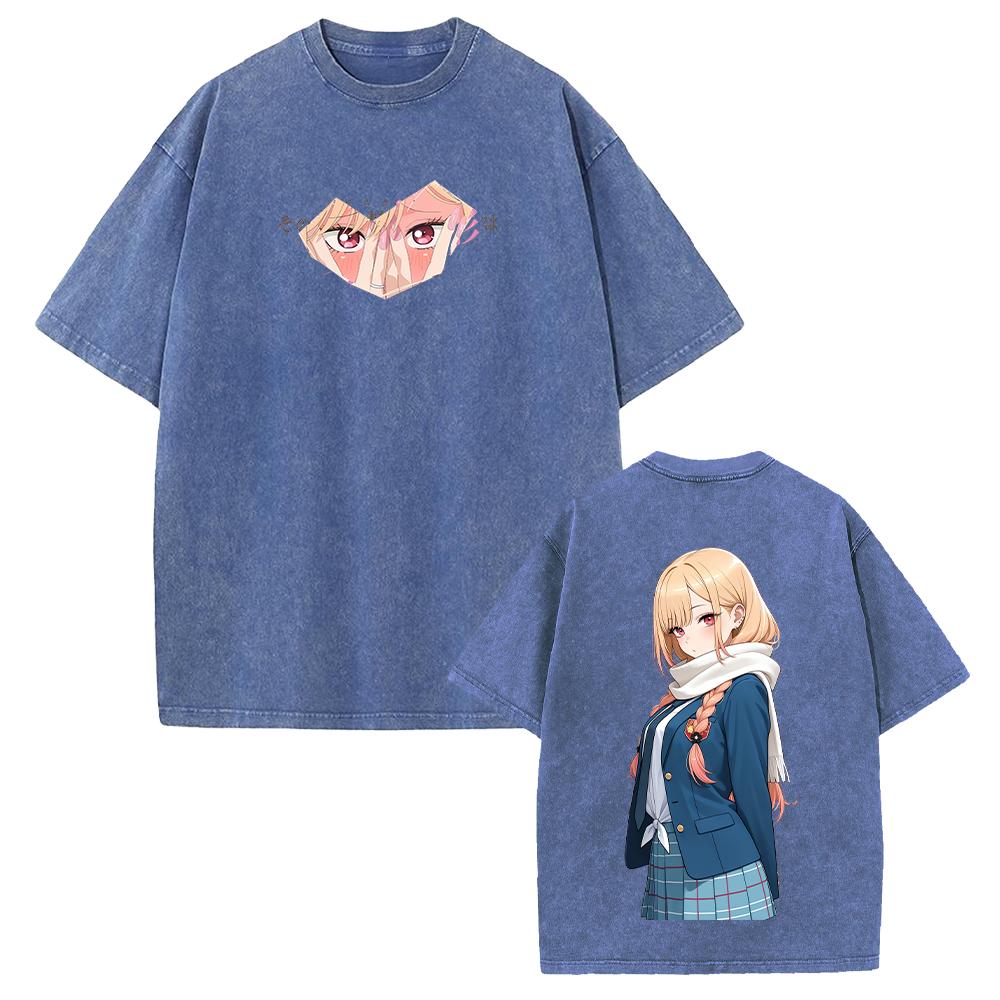 Anime T-shirt Marin Gothic Y2k Washed T Shirt Men Women Clothing Summer Short Sleeve Cotton Tees Tops