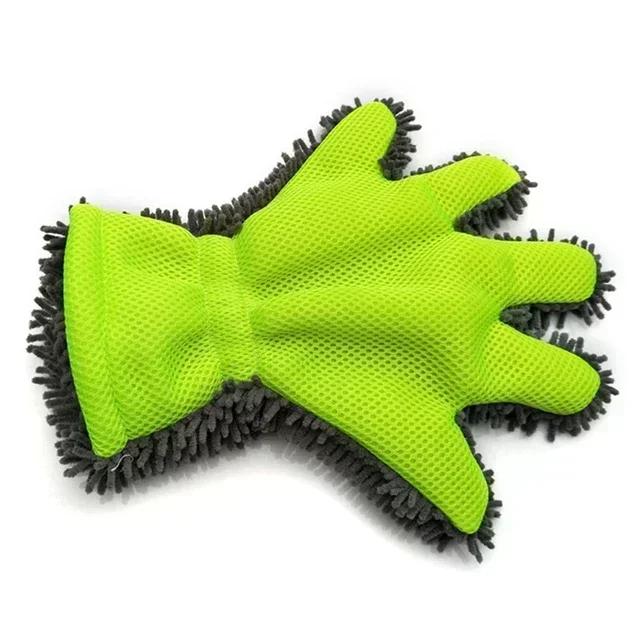 Car Wash Gloves Microfiber Wipe Car Sponge Scratch Free Car Wash Cleaning Coral Velvet Double-Sided Cleaning Tool зелёный