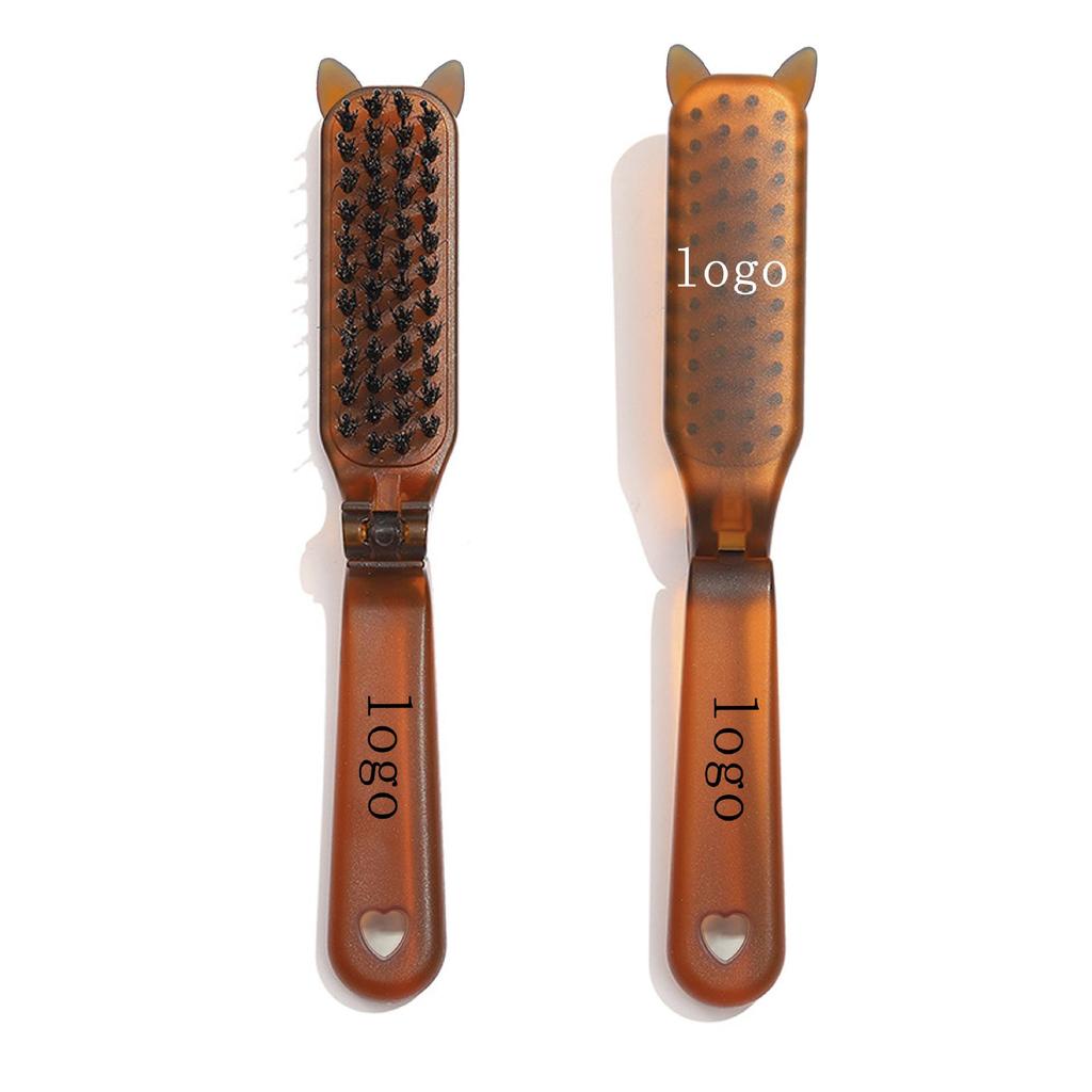 Unisex Portable Folding Pig Bristle Travel Comb: Compact & Massage-Ready