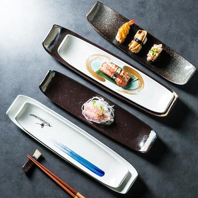 Japonské špízové ​​talíře, keramické talíře, velké sushi talíře, obdélníkové sashimi grilovací talíře, talíře na pečená křidélka