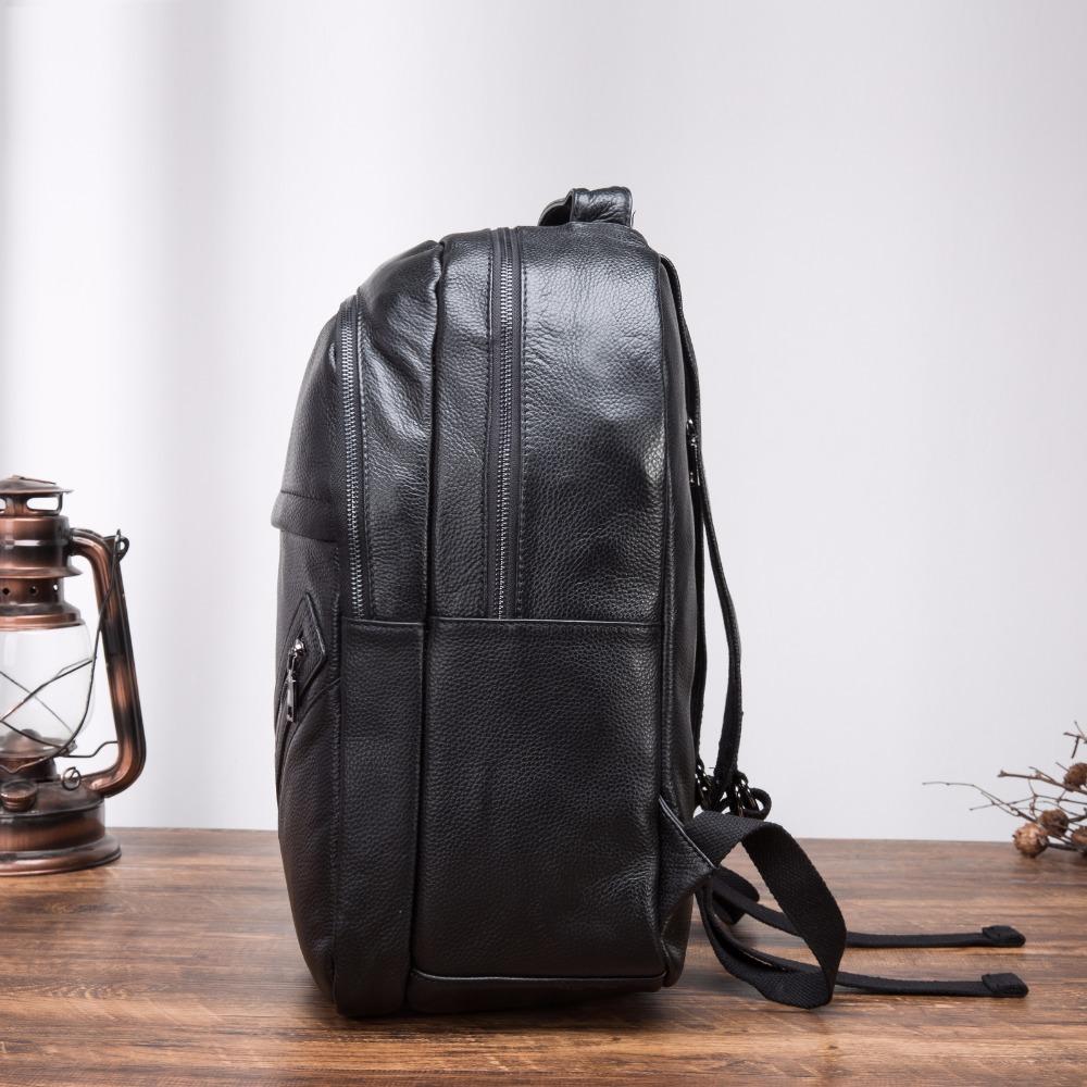 Men Genuine Leather Design Casual Travel Bag Male Fashion Backpack Daypack College Student School Book 17" Laptop Bag
