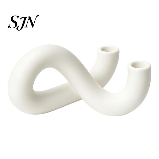 Creative Housewarming Gifts 3D Printed Infinity Loop Taper Candle Holder, Abstract 2?Candlestick Stylish Living Room Ornament Minimalist Stand