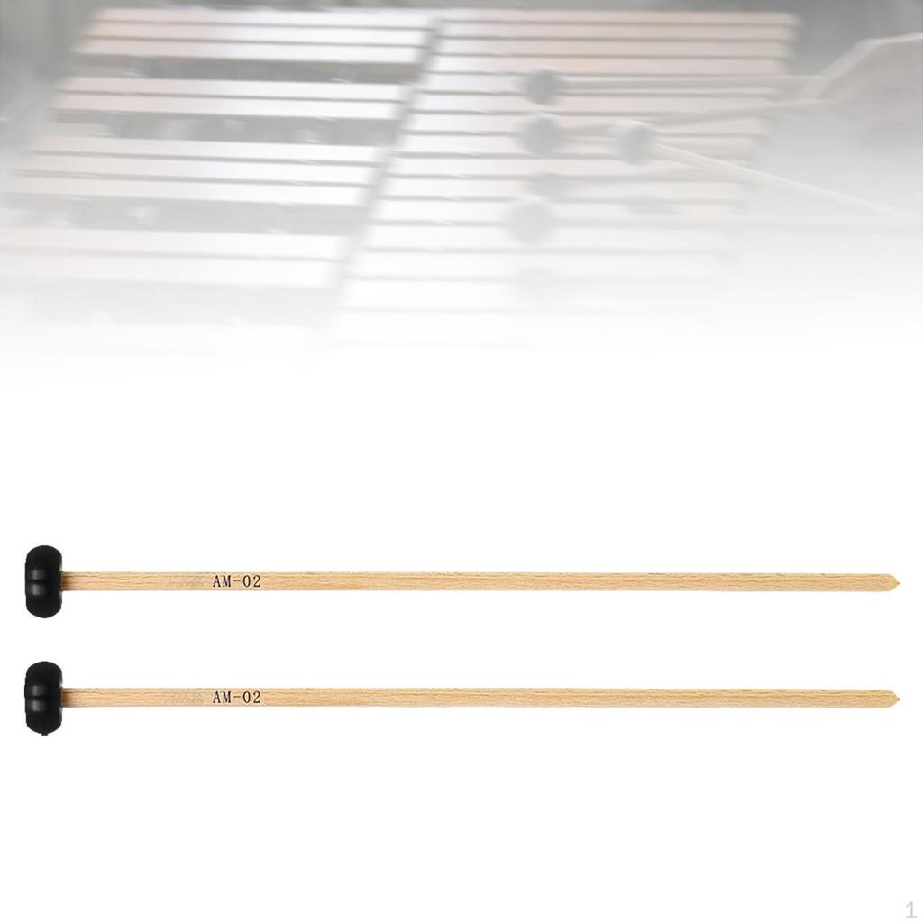 2 Glockenspiel Mallet Sticks with Rubber Head for Marimba and Chime