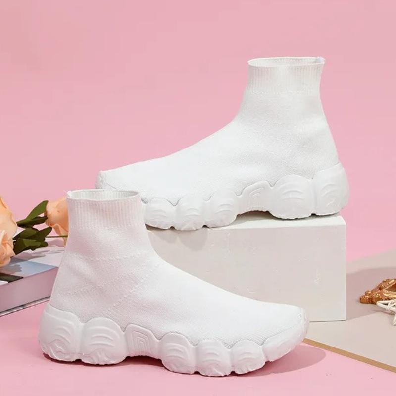 Elastic Socks Shoes Slip-on Casual Sneakers Women Walking Shoes Men High-top Leisure Shoes Knitted Platform Footwear Breathable