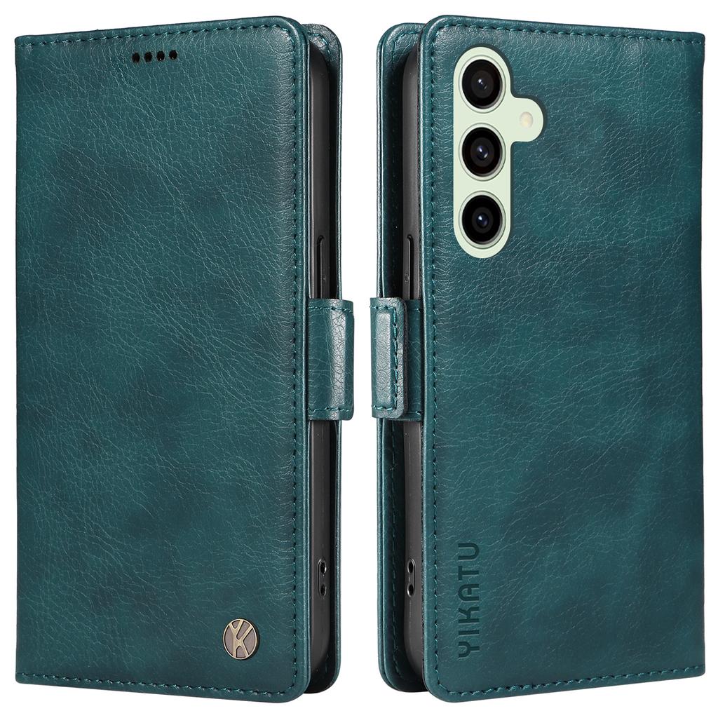 YIKATU YK-007 For Samsung Galaxy S24 FE Phone Case Litchi Texture PU Leather Wallet Cover