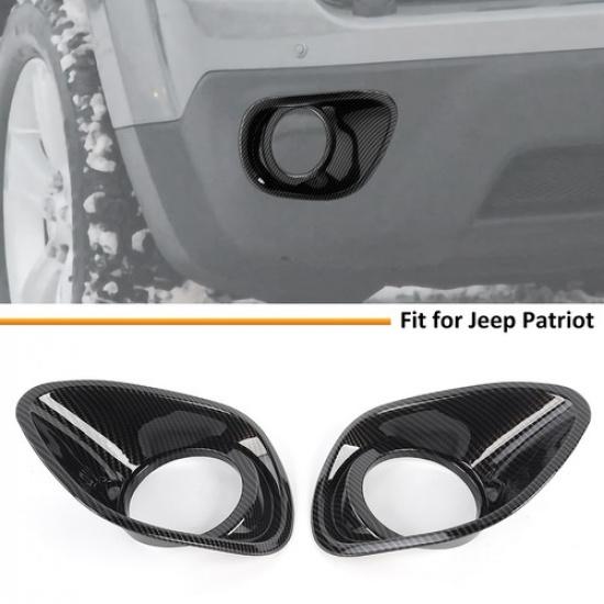 Carbon fiber For Jeep Patriot 2011-2016 Front Bumper Fog Light Lamp Cover Trims