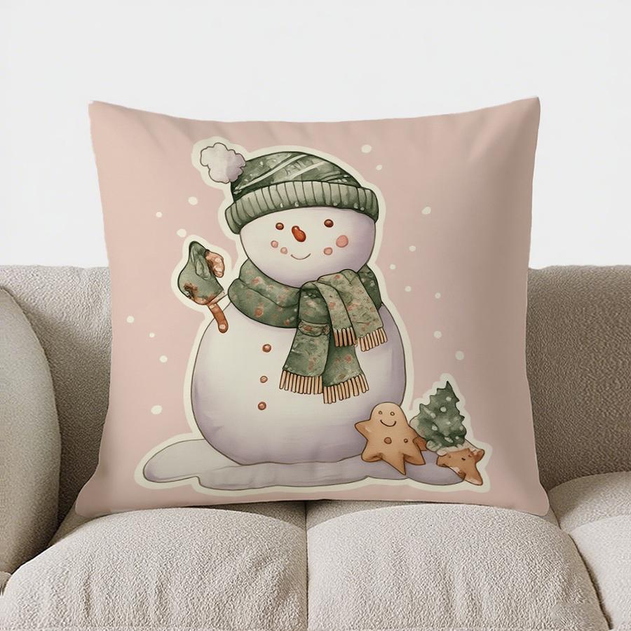 Home Decor Santa With Gingerbreads Cozy Christmas Pillow Pattern Cushion Cover Suitable For Sofa Bedroom Car Pillow Cover 40x40cm