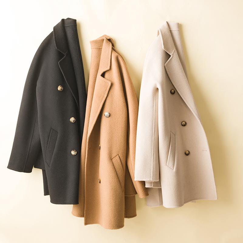 Women Wool Jacket 100% Wool Autumn Wool Coat Winter Warm Woolen Jackets Female Double Breasted