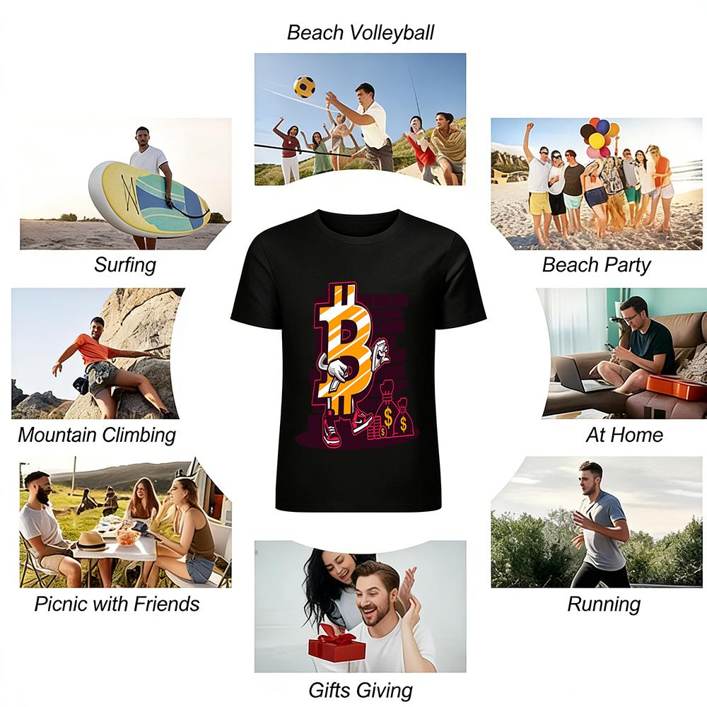 Bitcoin Print Streetwear T-Shirt Unisex Trendy Casual Top Pure Cotton T-shirt