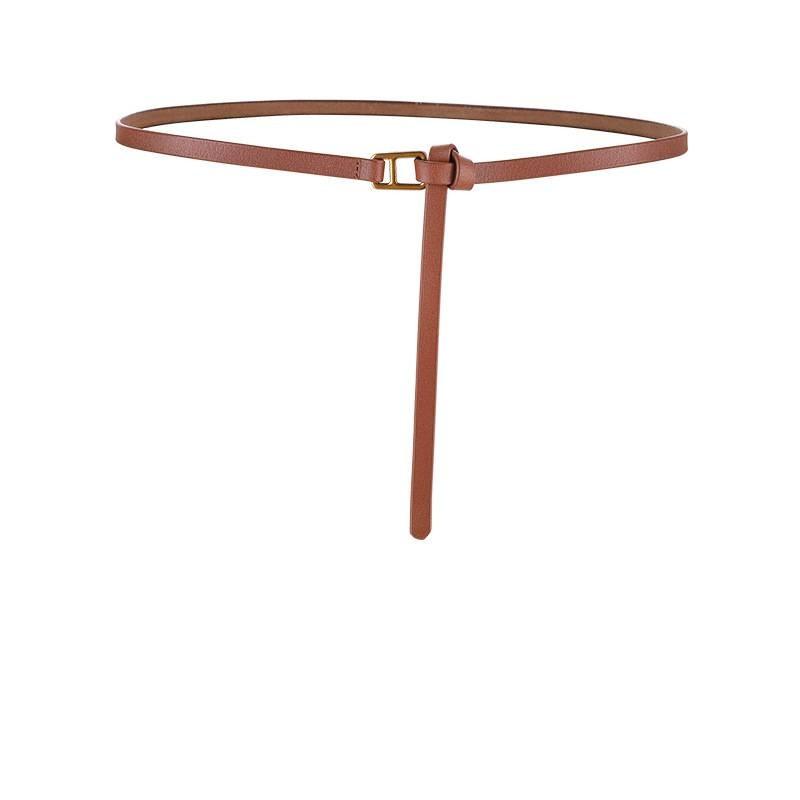 Genuine Leather Womens Slim Belt With Metal Buckle For Office And Casual Wear