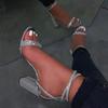 2025 New Summer Women Sandals Rhinestones Open Toe High Heel Sandalias Sexy Banquet Pumps Women's Square Heels Shoes WSH4602