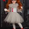 Halloween Gray Joker Girls Costume Tutu Dress Creepy Clown Kids Carnival Party Cosplay Clothing Children Tulle Fancy Dress Christmas