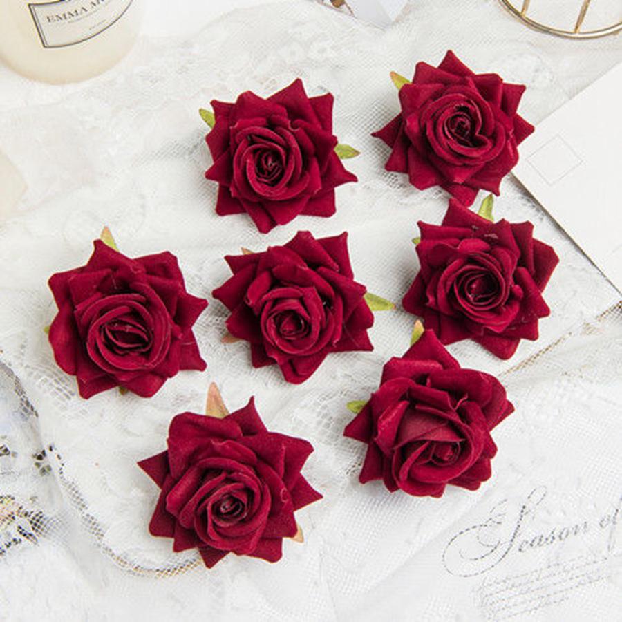 10Pcs Artificial Flowers for Scrapbook New 's Decortion Wedding Outdoor Garden Christmas Home Candy Box Flannel Rolled Roses