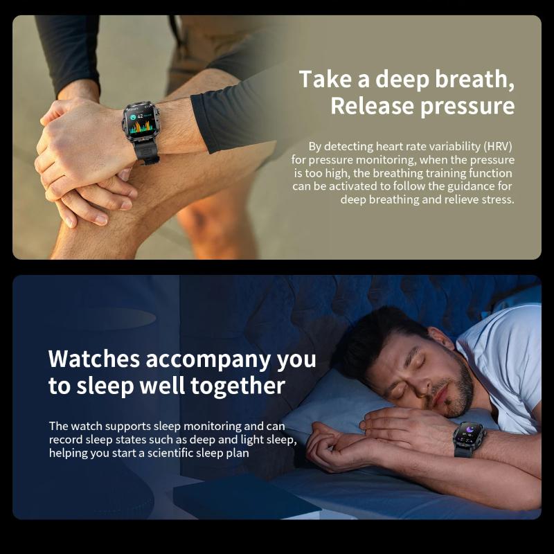 2025 Nieuwe 2.01-inch HD Scherm Heren Smartwatch met Zaklamp Buitensporten Heren Horloge IP68 Waterdicht Gezondheidsmonitor Oproep Smartwatch
