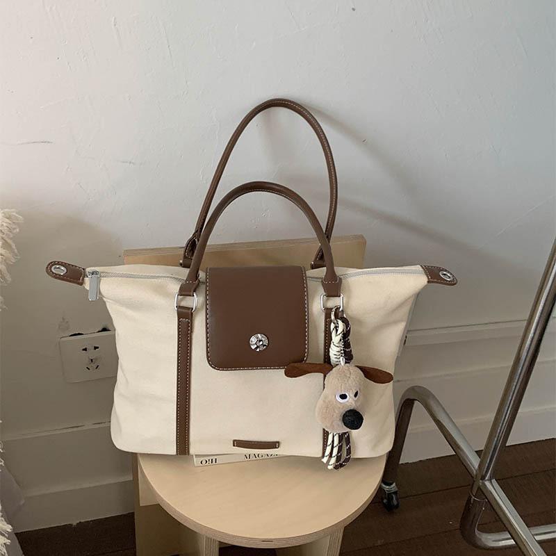 Canvas bag women's large capacity 2025 new autumn and winter versatile simple shoulder messenger bag college student class tote bag