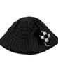 SK8ER ROCK Cable Knit Cross Bucket Hat ((Charcoal))