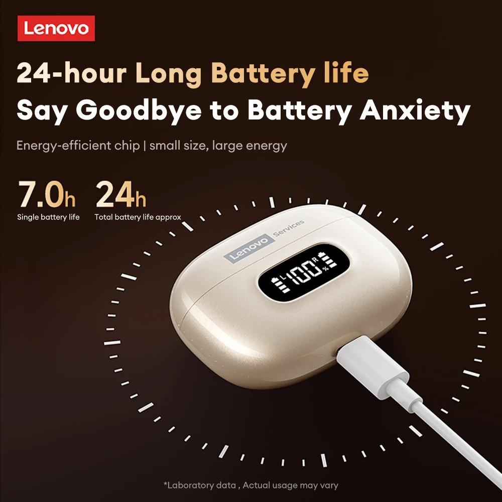 Original Lenovo LE207 TWS Wireless Bluetooth 6.0 Earphones LED Digital Display Travel Sports Headphones Low Latency HIFI Audio Comfort