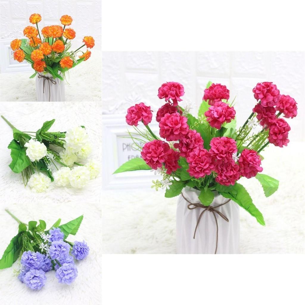 Elegant 9 Heads Artificial Carnation Silk Flowers Bouquet For Home And Wedding Decor