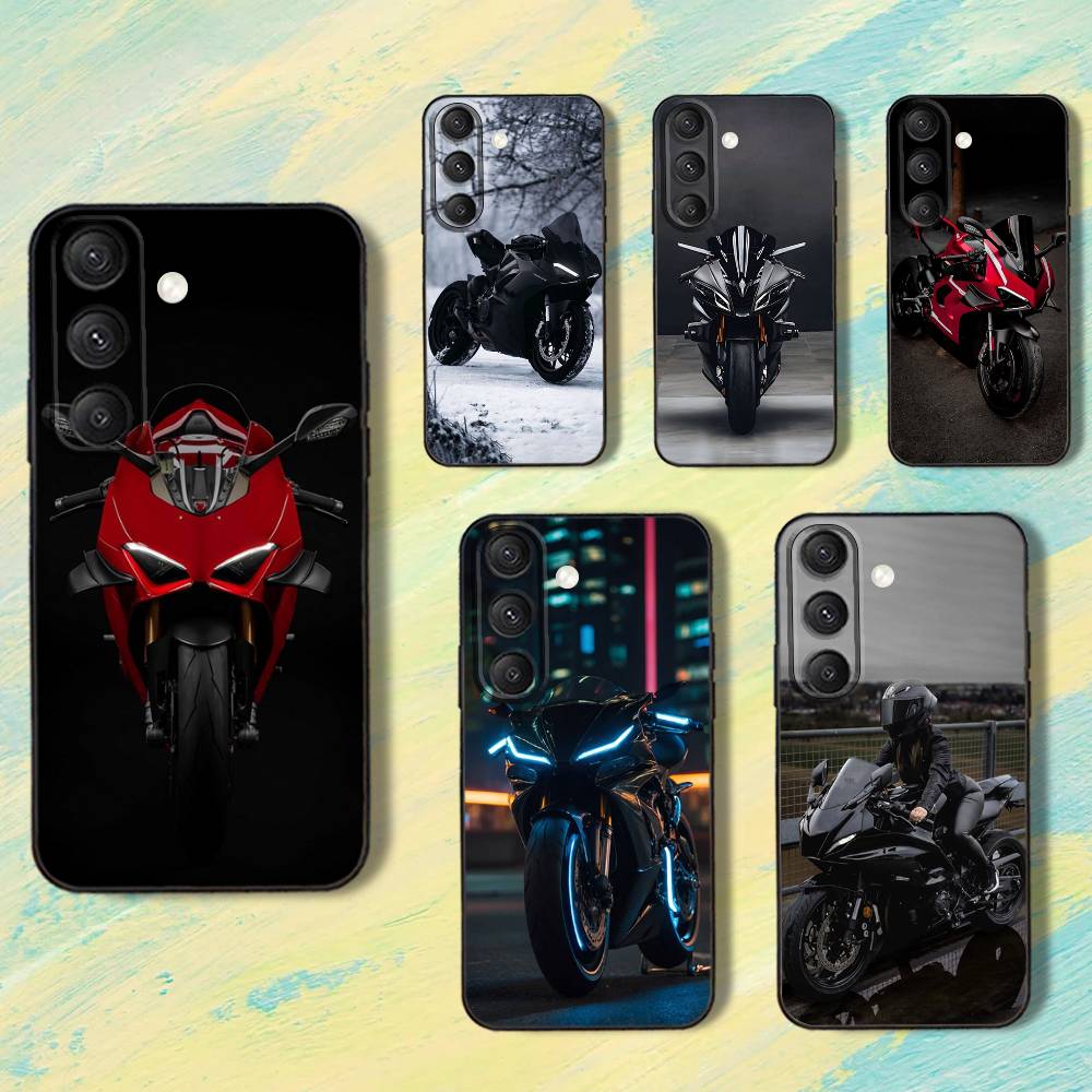 D-DucatiS P-Panigale V4 Telefontok Samsung S25,S24,S10,S22,S21,S20,S23,Ultra,Plus,Lite,FE készülékekhez, Puha Szilikon Fekete Borító