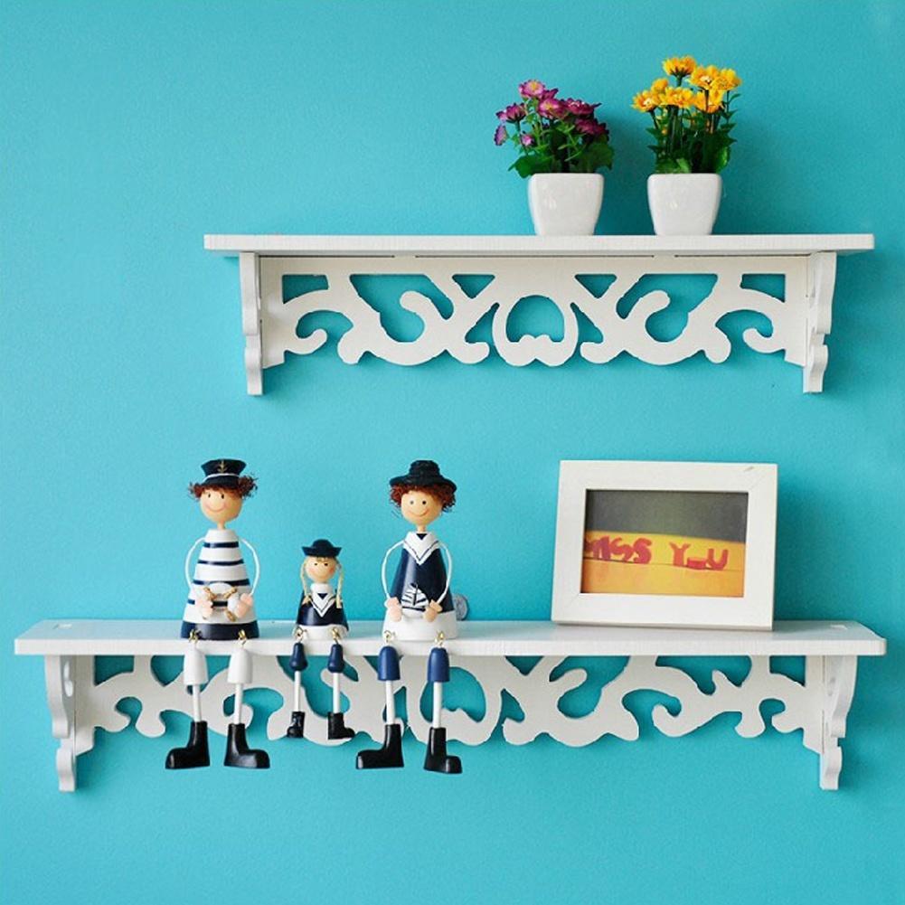 Vintage Carved Hollow Wood Wall Hanging Rack Shelf Shelves Holder Storage Home Decor