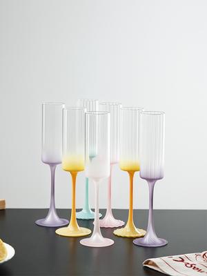 Multicolor Champagne Flute Tall Glass Light Drinking Glass Sparkling Wine Glass Glass Cup Sweet Wine Glass Housewarming Gif