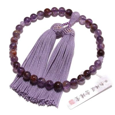 Prayer Beads Made In Japan Natural Stone Root Amethyst with Fujigumo Stone Pure Silk Tassel Color Made In Japan Comes with a Prayer Bead Bag Handmade