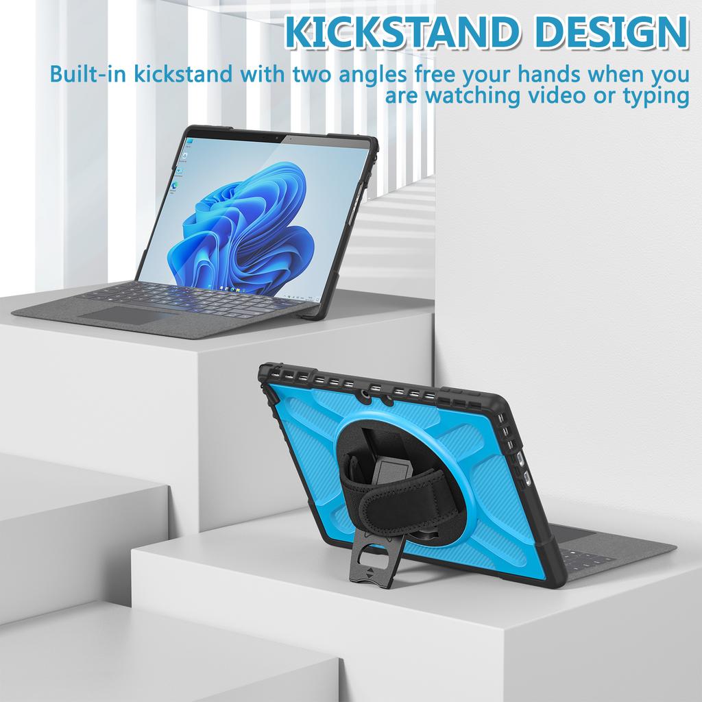 Case with Hand Strap for Microsoft Surface Pro 11 10 9 8 7 6 5 4 Heavy Duty Armor Cover for Go 1 2 3 4 Shockproof 3-Layers Shell