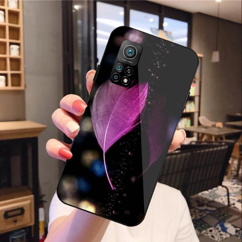 Magic Feather Phone Case For Xiaomi 12 11T 10 9 Redmi Note 11 10 10S Pro Redmi 9 9A 8 Black PC Glass Phone Cover