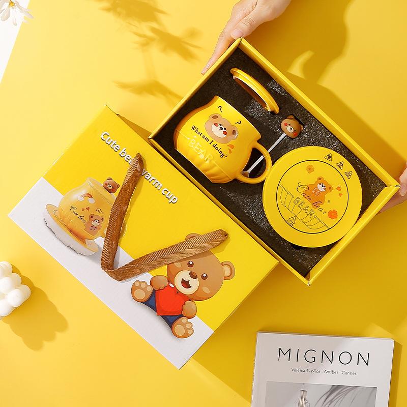 Bär Keramiktasse Warm Thermostatische Tasse Beheizter Untersetzer Isolierte Wassertasse Neues Geschenk Wassertasse Zuhause