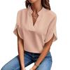 2025 Sommer Damen Casual Einfarbig V-Ausschnitt Lockeres Hemd