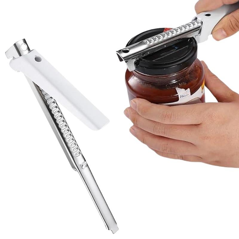Adjustable Stainless Steel Cap Opener, Anti-Slip Kitchen Jar Bottle Opener Tool, Labor-Saving Lid Gripper for Tight Lids