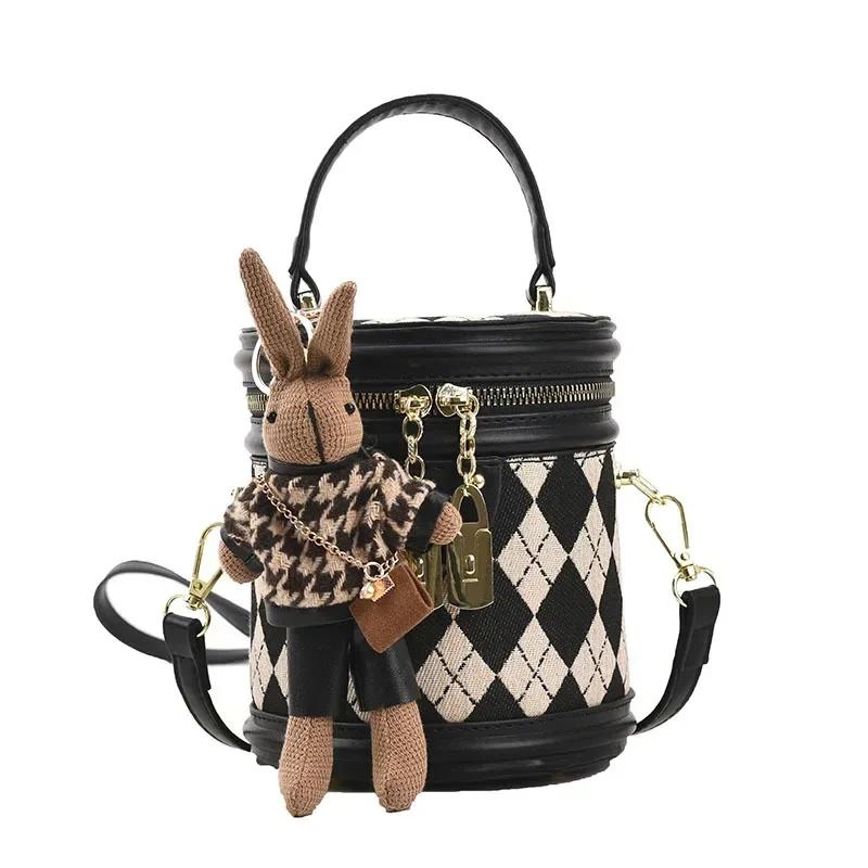 Fashion Female Bag with Zipper Small Bags for Women Luxury Designer Leather Bucket Shoulder Bag
